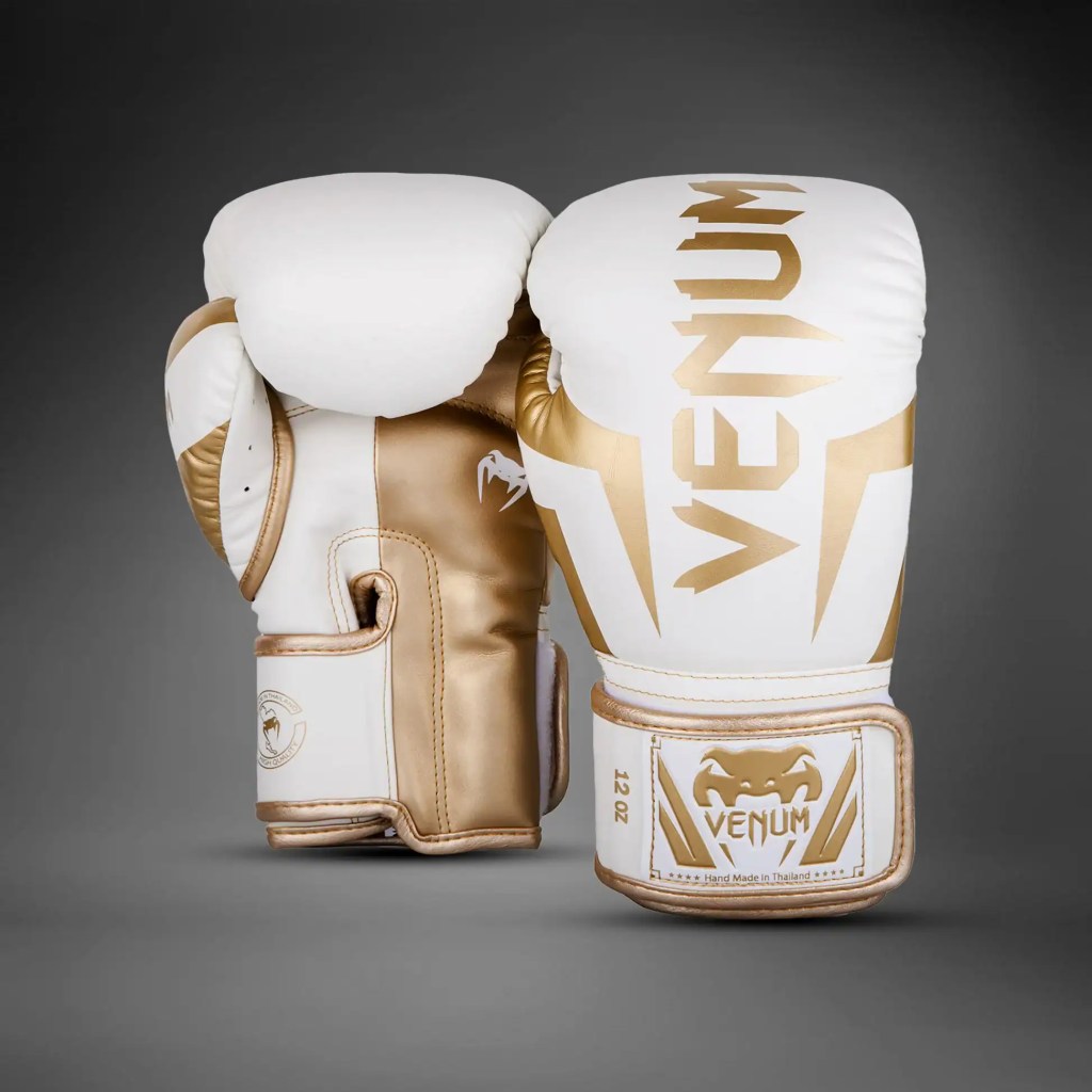 Gants de boxe Venum Elite fabriqués main en Thaïlande cuir Skintex