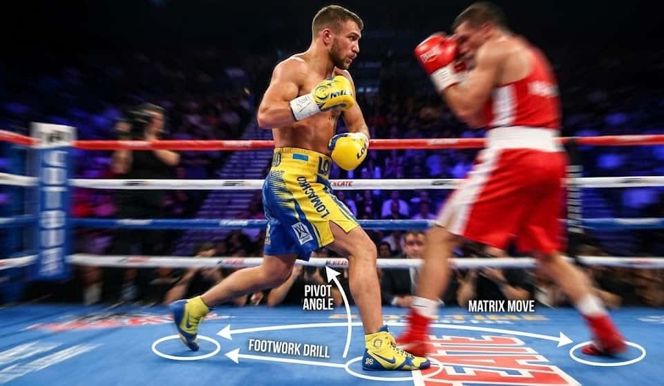 Vasyl Lomachenko pivot footwork angle boxe anglaise