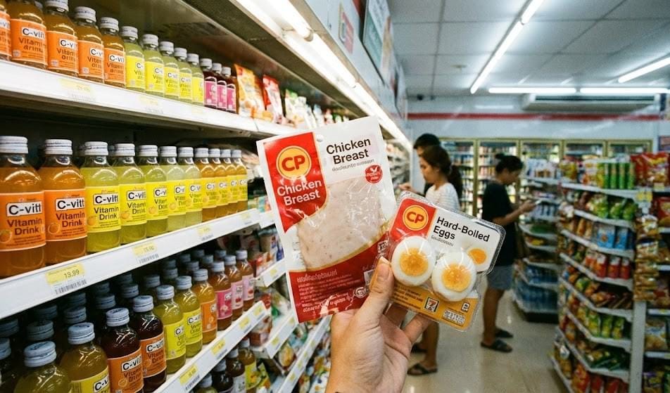Snacks protéinés au 7-Eleven Thaïlande pour régime boxeur