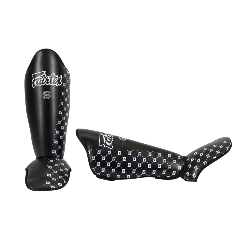 Protège-tibia Fairtex SP5 noir vue profil cuir Syntek