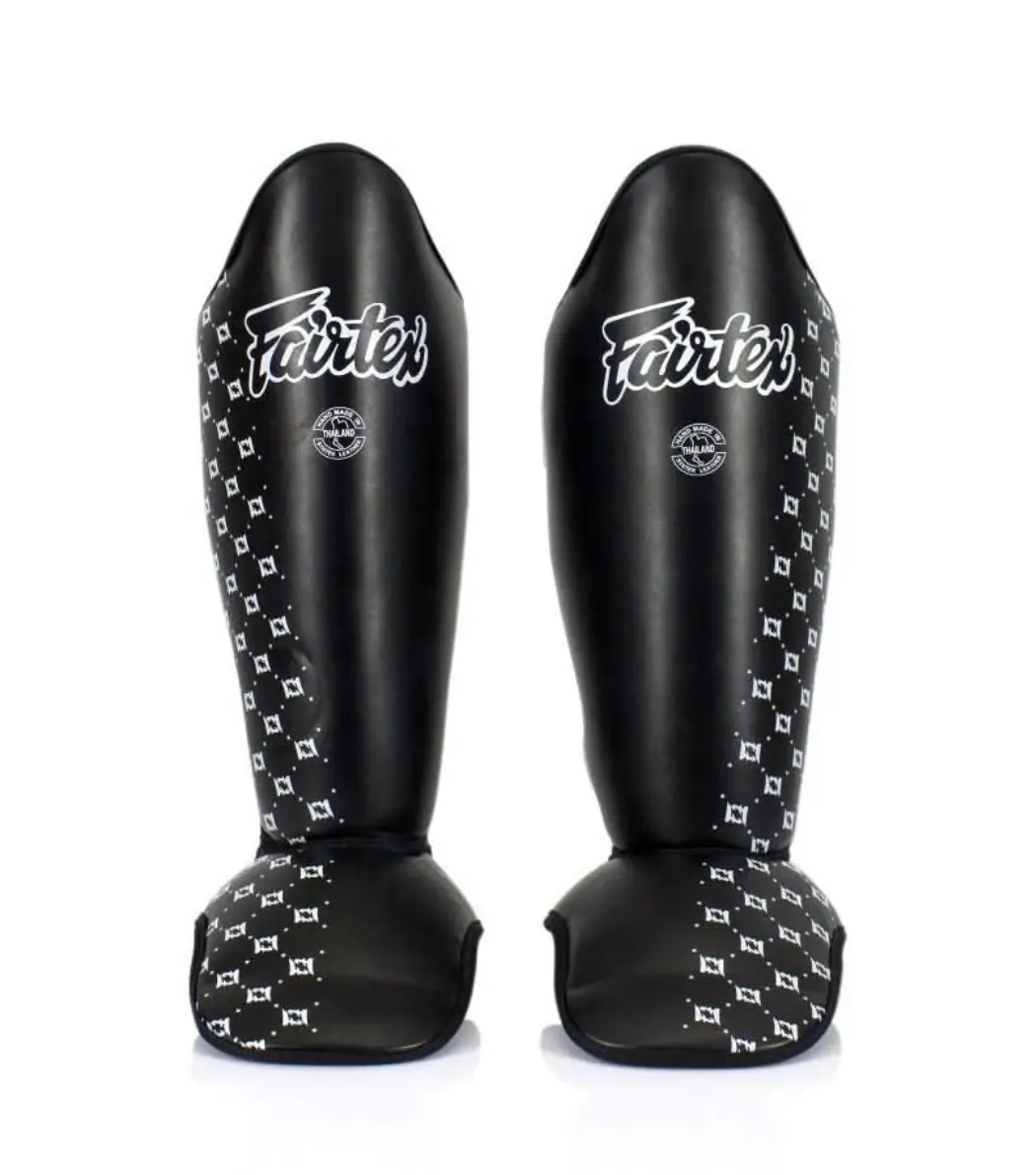 Fairtex SP5 paire noir protège tibia cuir véritable professionnel Muay Thai Bangkok