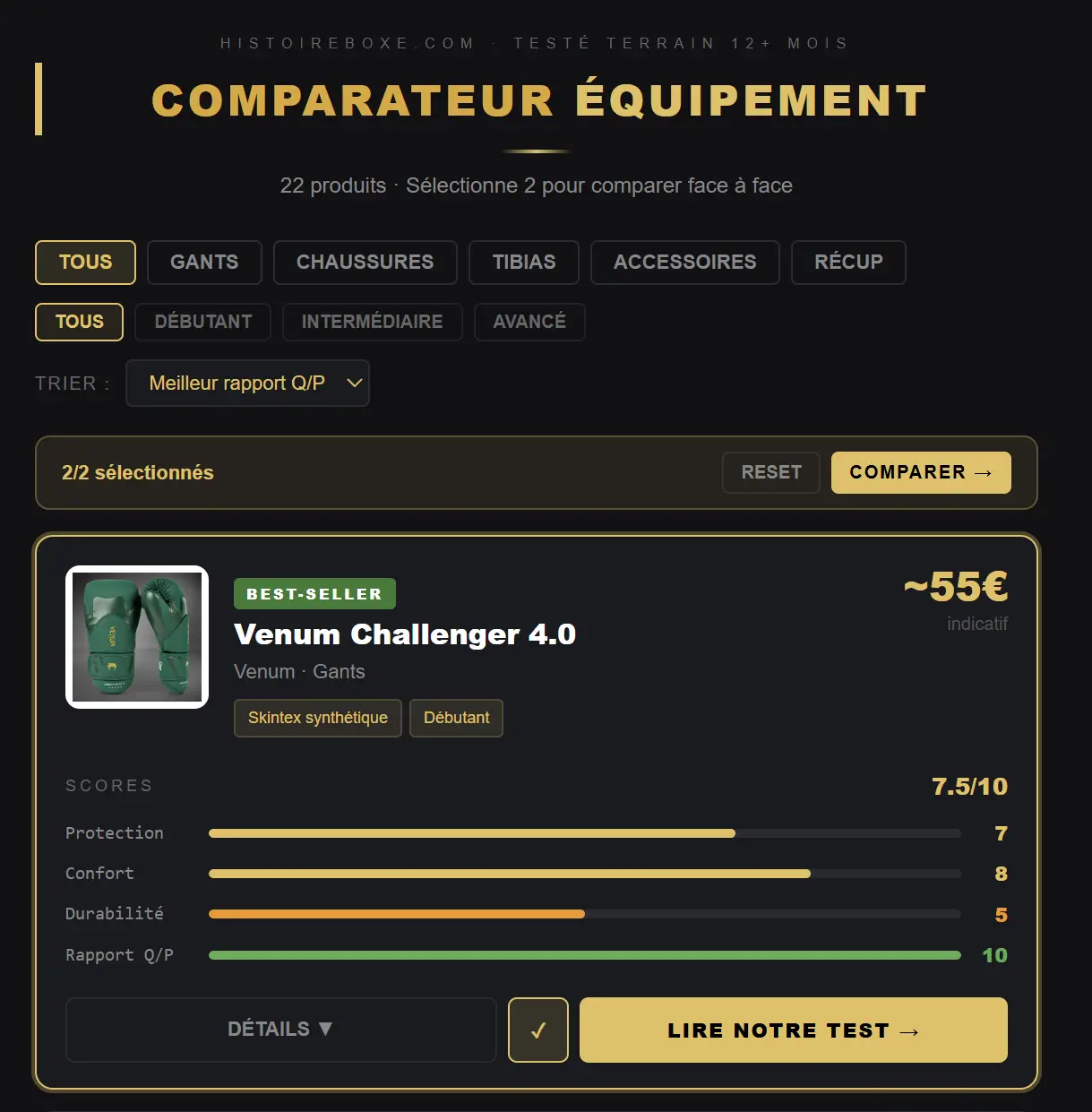 Comparateur equipement