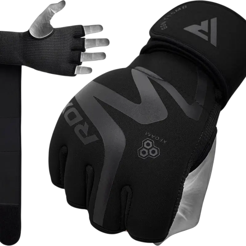 Mitaines boxe RDX T15 Noir — sous gants gel renforcés poignet