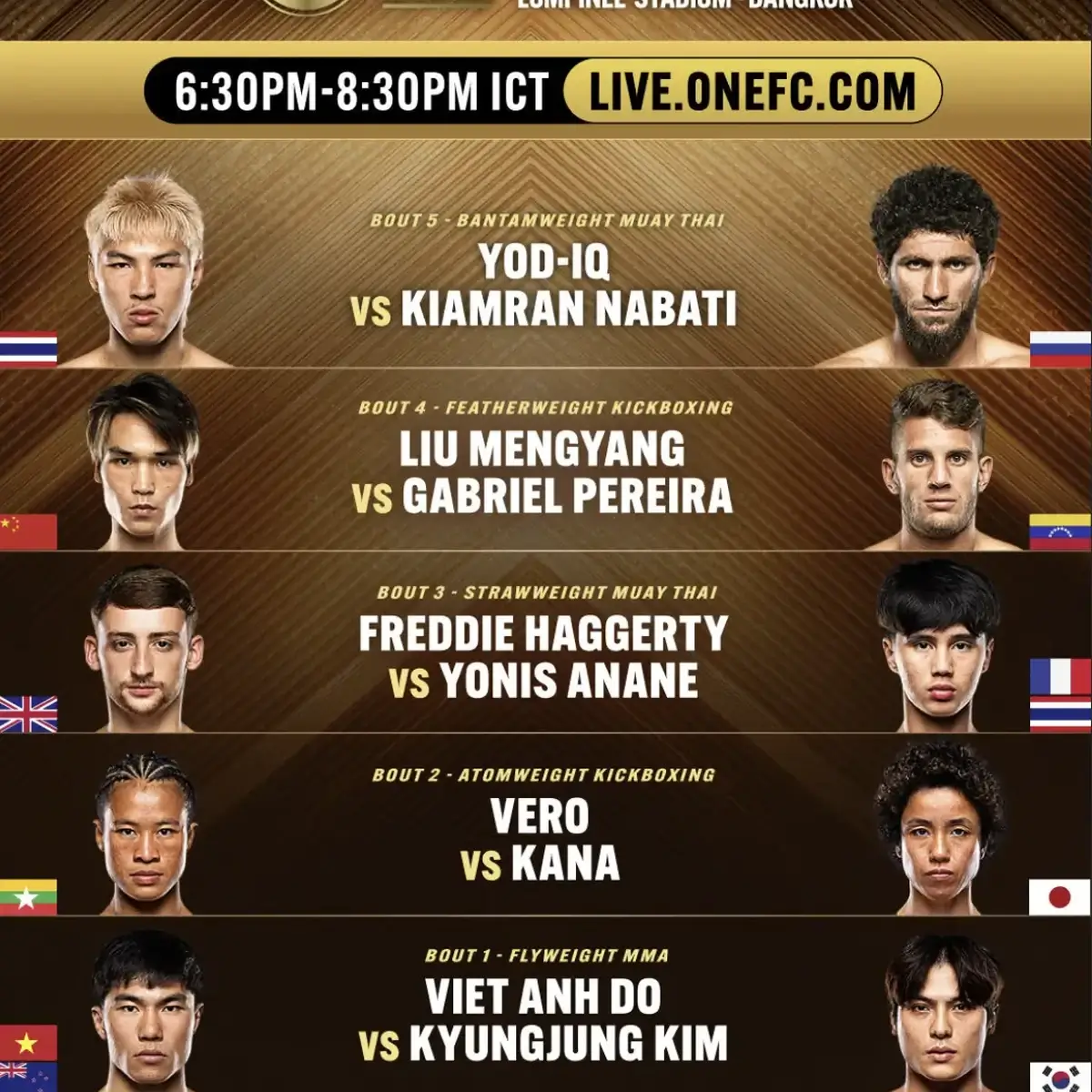 Affiche Inner Circle ONE Friday Fights 155 Yod-IQ vs Nabati Haggerty vs Anane 22 mai 2026 Lumpinee Bangkok