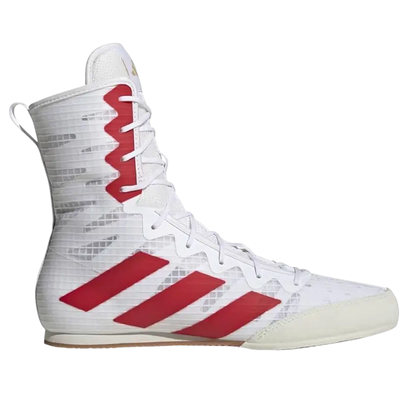 Chaussure boxe Adidas Box Hog profil rouge — chaussure boxe française polyvalente