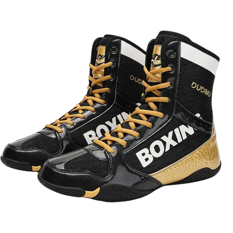 Chaussure boxe BLBK paire vue trois-quart — chaussure boxe française légère
