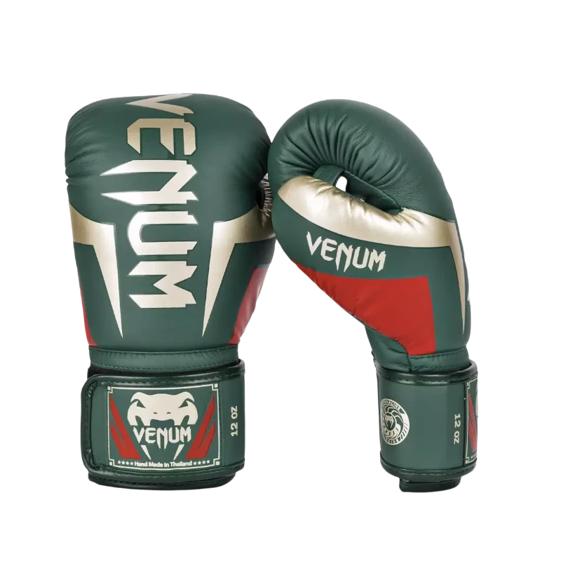 Gant de boxe Venum Elite khaki et or – vue de face
