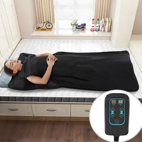 Couverture sauna infrarouge 500W pliable avec température réglable 30-70°C et minuterie