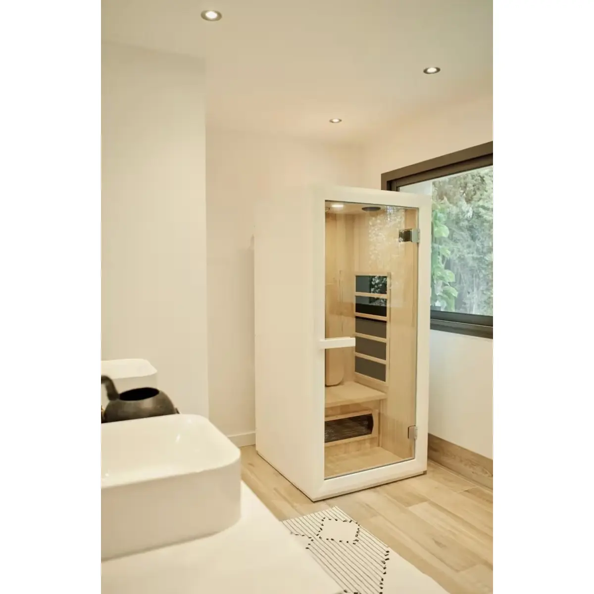 Sauna infrarouge France Sauna Saulo en salle de bain — récupération musculaire à domicile