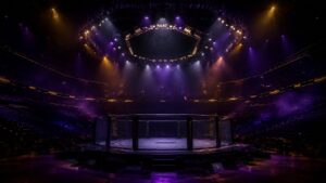 Octogone UFC illuminé à Las Vegas un soir de fight night